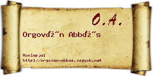 Orgován Abbás névjegykártya